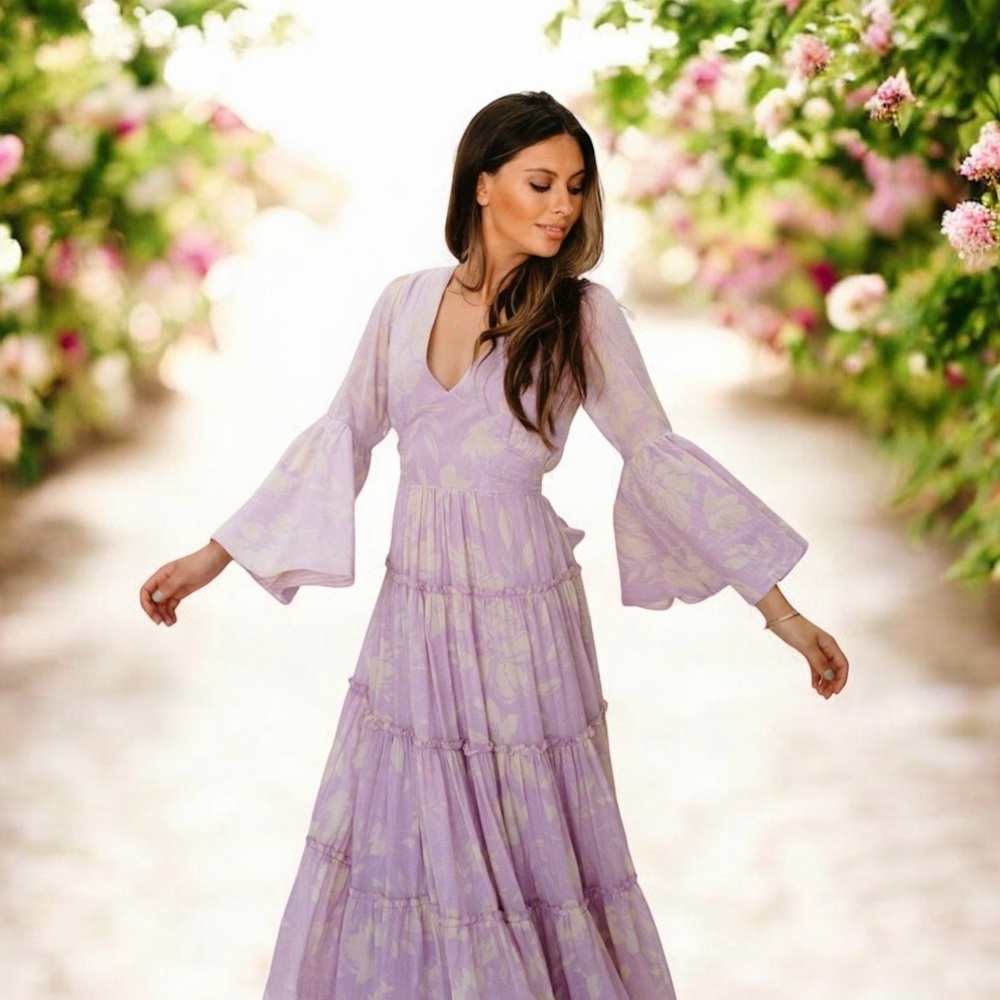FREE PEOPLE CARMEN tie back MAXI DRESS WOMEN’s size Large